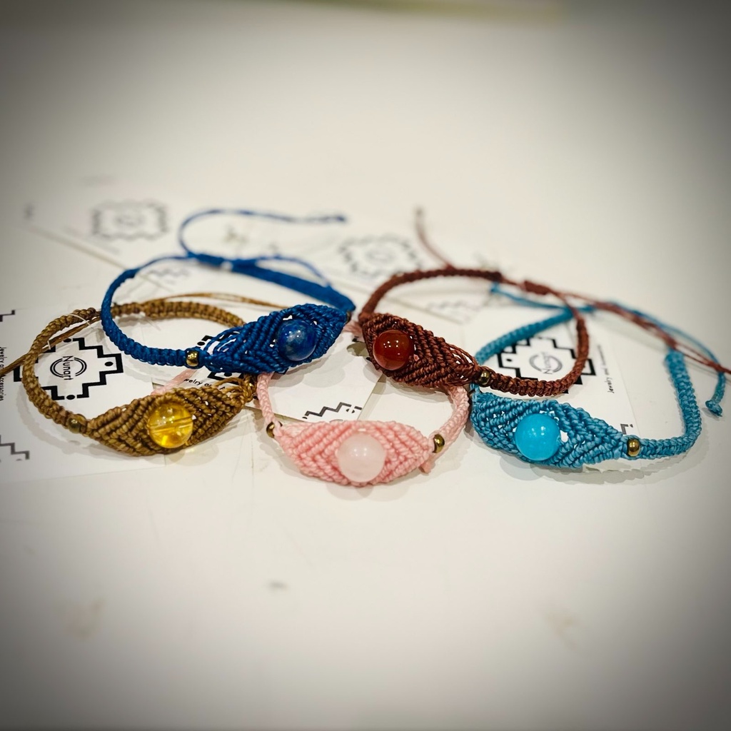 Nunart: waxed thread bracelet with crystal eye