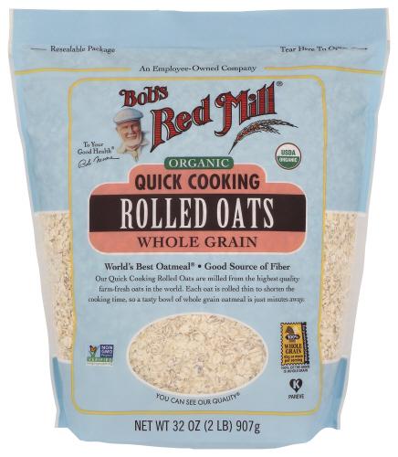 Bobs Red Mill Oats Rolled Qck Cook Organic - 32 Oz (4 Units)