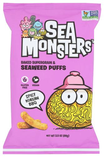Sea Monsters Seaweed Puffs Spicy Bbq - 3.5 Oz (8 Units)