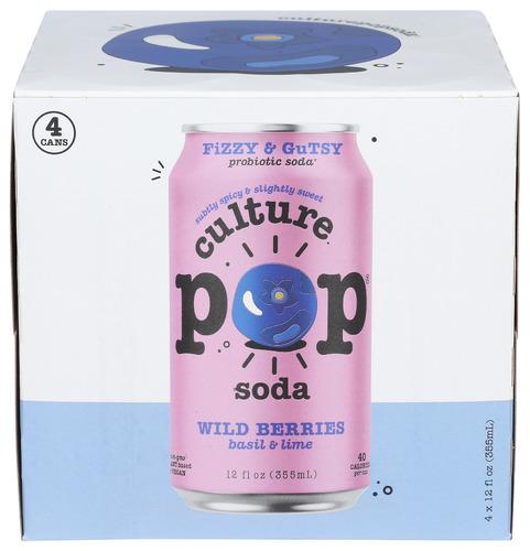 Culture Pop Soda Prbtc Wild Bry 4Pk - 48 Fo (6 Units)
