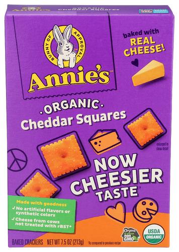 Annies Homegrown Cracker Square Cheddar - 7.5 Oz (12 Units)