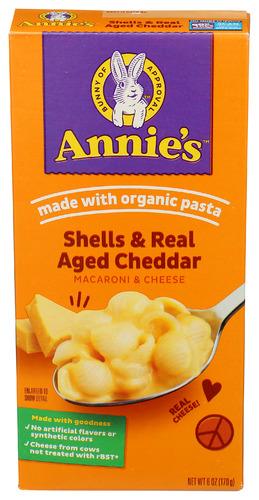 Annies Homegrown Mac & Cheese Shell Wscnsn Cheddar - 6 Oz (12 Units)