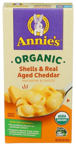 Annies Homegrown Mac & Cheese Shell Cheddar - 6 Oz (12 Units)