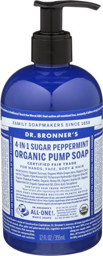 Dr Bronner Pump Soap Sugar Peppermint - 12 Oz (3 Units)