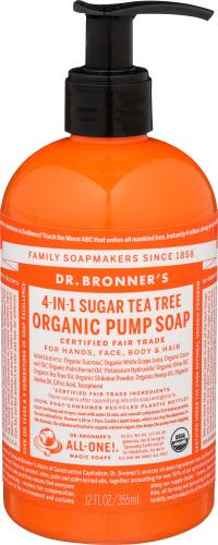 Dr Bronner Pump Soap Sugar Tea Tree Organic - 12 Oz (3 Units)