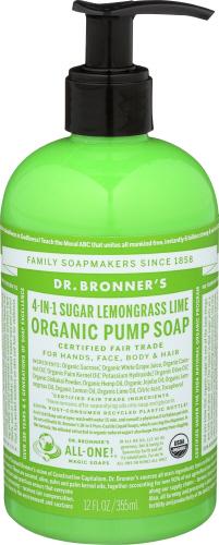 Dr Bronner Pump Soap Sugar Lmngrss Organic - 12 Oz (3 Units)