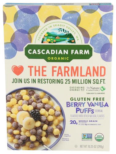 Cascadian Farm Cereal Berry Vanilla Puff - 10.25 Oz (12 Units)