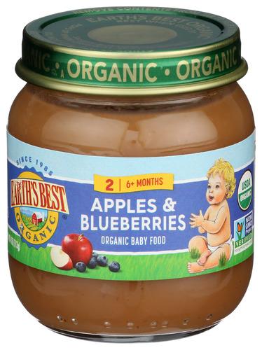 Earths Best Strained Apple Bluebry Organic - 4 Oz (10 Units)