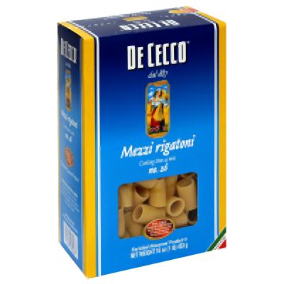 De Cecco Pasta Rigatoni Mezzi - 16 Oz (12 Units)