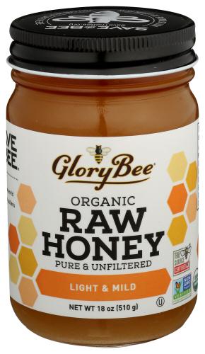 Glorybee Honey Raw Light Mild Organic - 18 Oz (6 Units)