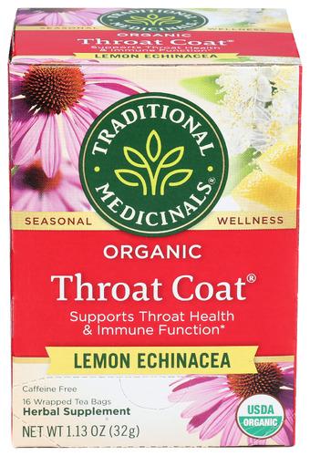 Traditional Medicinals Tea Throat Coat Lemon - 16 Bg (6 Units)