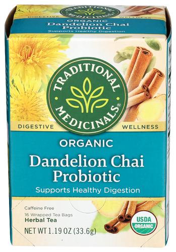 Traditional Medicinals Tea Chai Dandelion Prbtic - 16 Bg (6 Units)