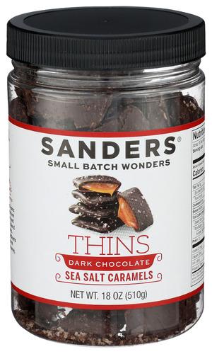 Sanders Thins Chocolate Drk Sslt Caramel - 18 Oz (6 Units)