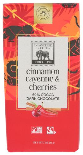 Endangered Species Chocolate Bar Drk W Cinnamon Caye - 3 Oz (12 Units)