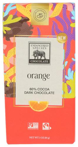 Endangered Species Bar Chocolate Drk Orange - 3 Oz (12 Units)