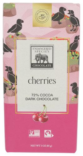 Endangered Species Chocolate Bar Drk Cherries - 3 Oz (12 Units)