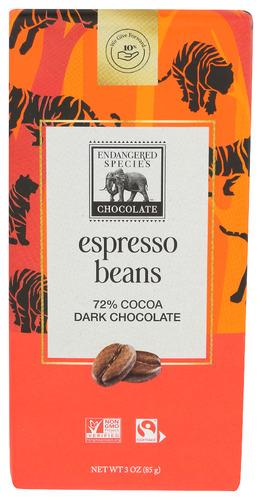 Endangered Species Chocolate Bar Tiger Drk Espresso Bn - 3 Oz (12 Units)