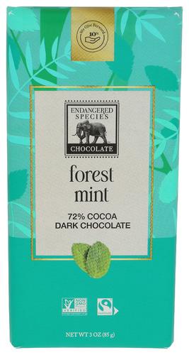 Endangered Species Chocolate Bar Rain Forest Drk Mint - 3 Oz (12 Units)