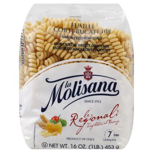 La Molisana Pasta Fusilli Bucati Corti - 16 Oz (12 Units)