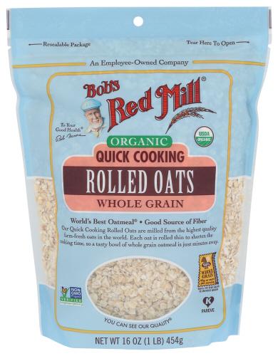 Bobs Red Mill Oats Rolled Qck Cook Organic - 16 Oz (4 Units)
