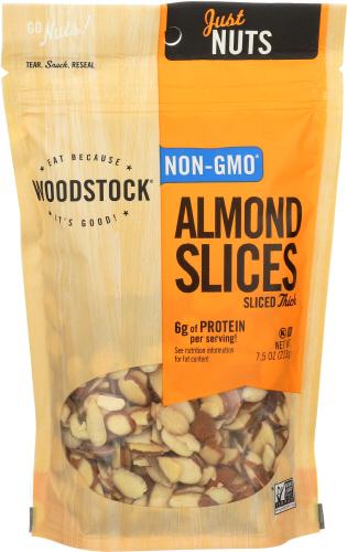 Woodstock Almonds Raw Thick Slcd - 7.5 Oz (8 Units)