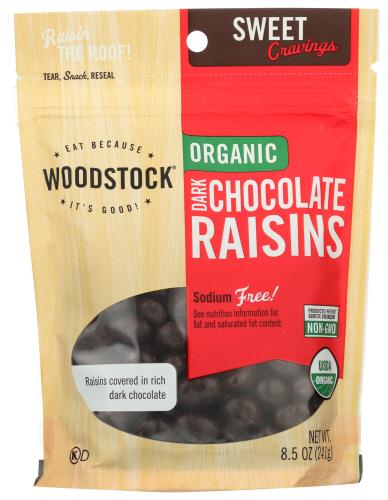 Woodstock Raisins Dk Chocolate Organic - 8.5 Oz (8 Units)