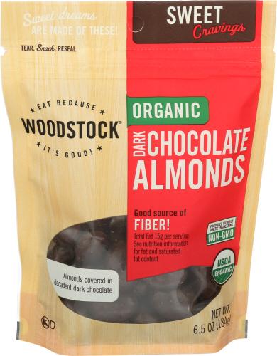 Woodstock Almonds Dk Chocolate Organic - 6.5 Oz (8 Units)