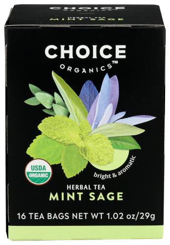 Choice Tea Tea Herbal Mint Sage Organic - 16 Bg (6 Units)