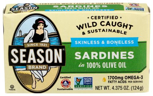 Seasons Sardine Club Sknl & Bnls Oil - 4.375 Oz (12 Units)
