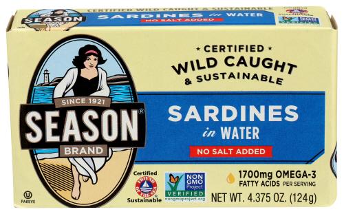 Seasons Sardine Nsa Club In Wtr - 4.375 Oz (12 Units)