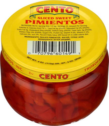 Cento Pimento Sliced - 4 Oz (12 Units)