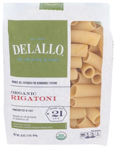 Delallo Pasta Semolina Rigatoni Organic - 16 Oz (8 Units)