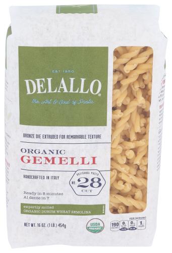 Delallo Pasta Semolina Gemelli Organic - 16 Oz (8 Units)