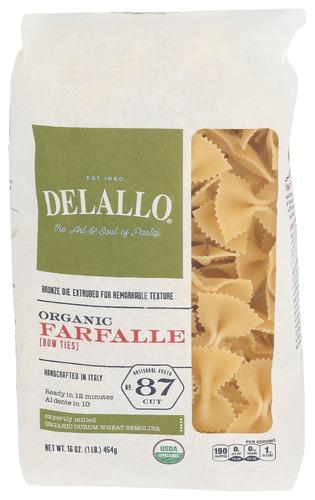 Delallo Pasta Semolina Farfalloni Organic - 16 Oz (8 Units)