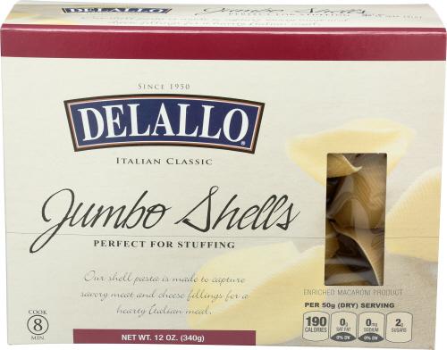 Delallo Pasta Jumbo Shells - 12 Oz (12 Units)