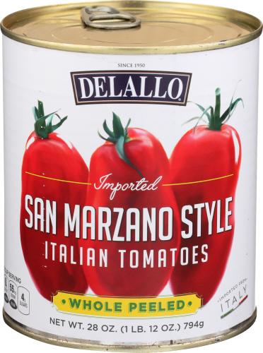 Delallo Tomato Whl Peeled San Ma - 28 Oz (12 Units)