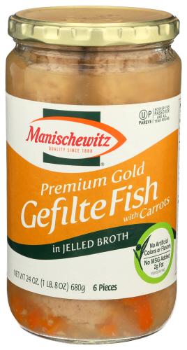 Manischewitz Fish Gefilte Jel Prem Gld - 24 Oz (6 Units)