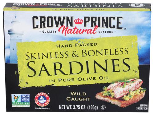 Crown Prince Sardine Bnlss Sknls Olive Oil - 3.75 Oz (12 Units)