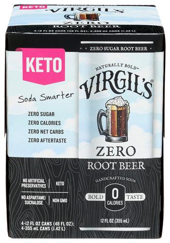 Virgils Rootbeer Zero Sug 4 Pk - 48 Fo (6 Units)