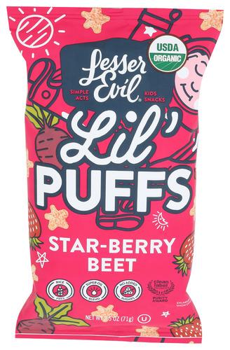 Lesser Evil Lil Puffs Strawberry Beet Organic - 2.5 Oz (5 Units)
