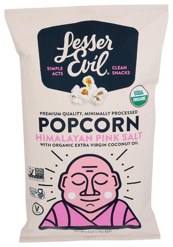 Lesser Evil Popcorn Hymly Pink Organic - 4.6 Oz (12 Units)