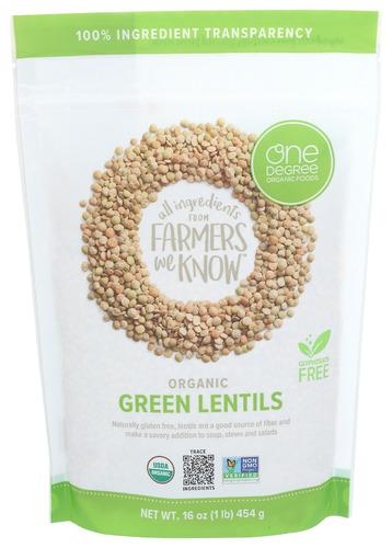 One Degree Lentils Green Organic - 16 Oz (6 Units)