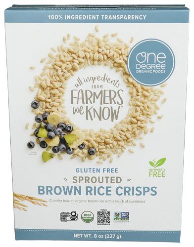 One Degree Cereal Rice Crisp Brn  Or - 8 Oz (6 Units)