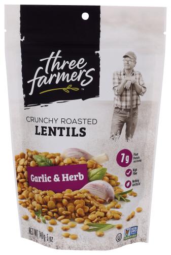 Three Farmers Foods Inc Snack Lentil Garlic Herb - 140 Gm (6 Units)
