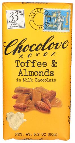 Chocolove Chocolate Bar Milk Chocolate Toffee Almond - 3.2 Oz (12 Units)