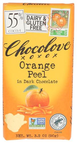 Chocolove Chocolate Bar Drk Orange Peel - 3.2 Oz (12 Units)