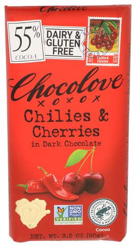 Chocolove Chocolate Bar Chili & Cherry - 3.2 Oz (12 Units)