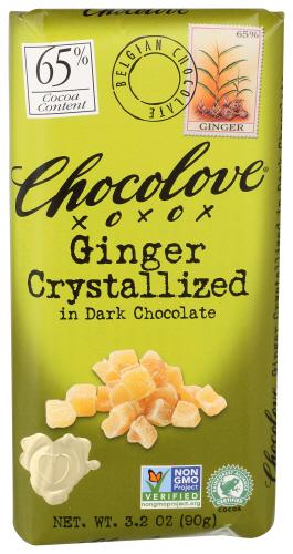 Chocolove Chocolate Bar Drk Ginger Crystlzd - 3.2 Oz (12 Units)