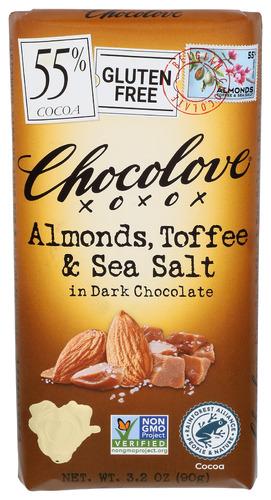 Chocolove Almonds Toffee Drk Chocolate - 3.2 Oz (12 Units)