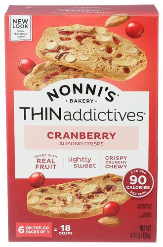 Nonnis Thins Cranberry Almond - 4.44 Oz (6 Units)